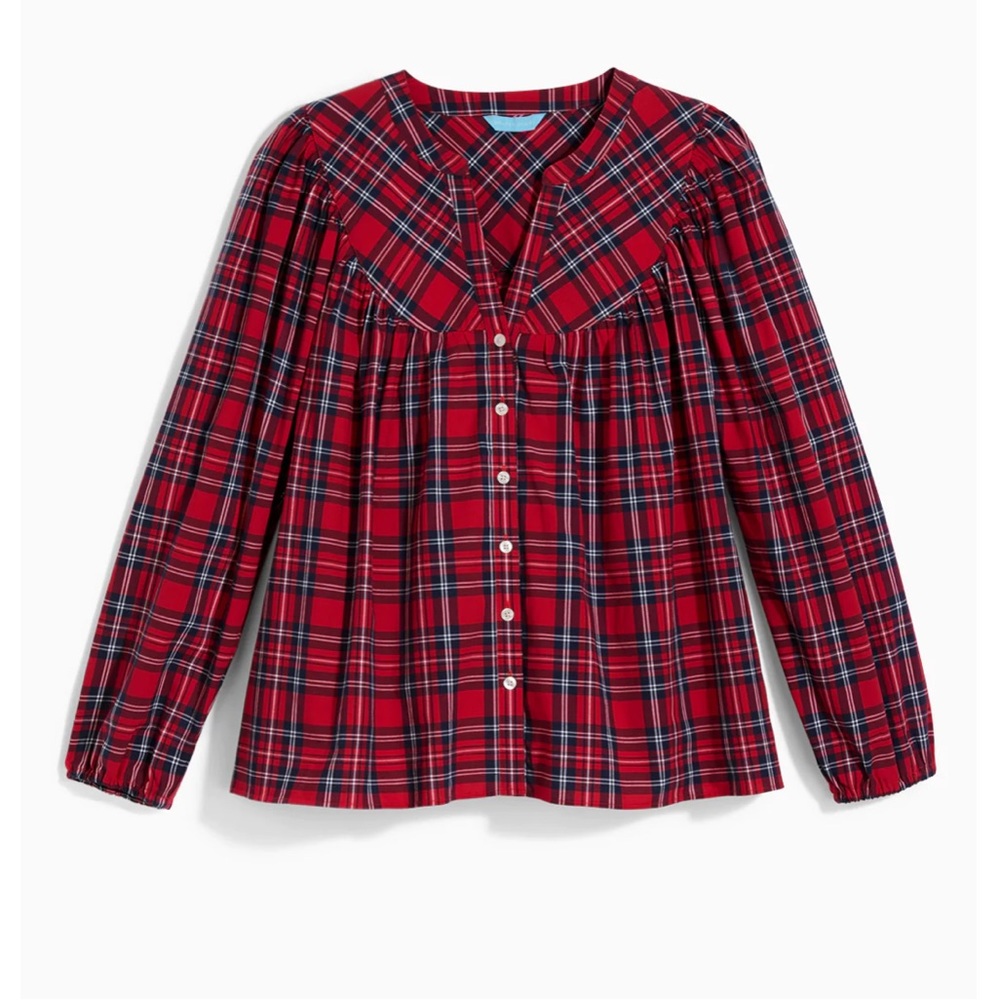 NWT Draper James Angie Plaid Popover Cotton Classic Preppy Girl Top - Picture 2 of 7